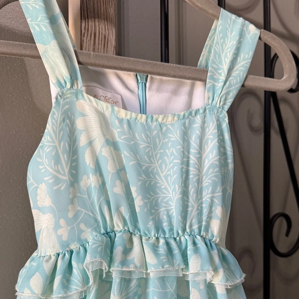 Isobella & Chloe Light Blue Ruffle Dress 4 Church Wedding